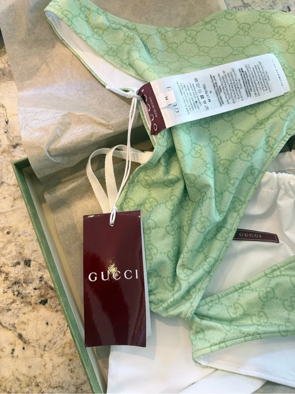 GUCCI Green Monogram One Piece Swimsuit - Picture 2 of 5